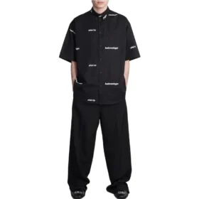 Kurzarm-Shirt mit durchgehendem Logo «Black White» 681702TOL651070