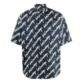 Kurzarm-Shirt mit durchgehendem Scribble-Print «Dunkelblau Weiss» 681702TLLJ48502
