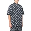 Kurzarm-Shirt mit durchgehendem Scribble-Print «Dunkelblau Weiss» 681702TLLJ48502