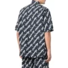 Kurzarm-Shirt mit durchgehendem Scribble-Print «Dunkelblau Weiss» 681702TLLJ48502