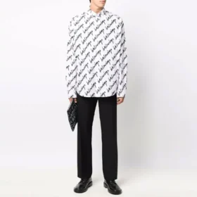 Kurzarm-Shirt mit Scribble-Logo, weite Passform «White» 662983TLLJ49040