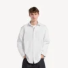 Langarm-Denim-Hemd für Herren in Weiss Langarm-Denim-Hemd für Herren in Weiss