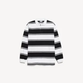 Langarm-Poloshirt für Herren in Schwarz/Weiss