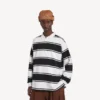 Langarm-Poloshirt für Herren in Schwarz/Weiss