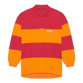 Langarm-Poloshirt im Cut-Up-Stil «Raspberry Fluo Orange» 657073TKVA56667