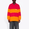 Langarm-Poloshirt im Cut-Up-Stil «Raspberry Fluo Orange» 657073TKVA56667