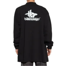 Langarm-T-Shirt im Lagen-Sport-Look, Oversize «Schwarz-Weiss» 739027TPVF21070