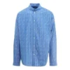 Langarmhemd mit durchgehendem Logo-Nadelstreifenmuster «Blue» 662983TGLB95531