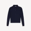Langärmliges Strick-Poloshirt für Herren in Marineblau