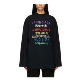 Languages Logo Langarm-T-Shirt «Black Multicolor» 641667TJVI32771