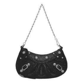Le Cagole Mini-Tasche mit Kette, Krokodilprägung «Schwarz» 69581423EJY1000