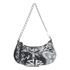 Le Cagole Mini-Tasche mit Kette und Graffiti «Black» 695814210G61090