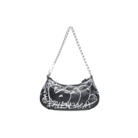Le Cagole Mini-Tasche mit Kette und Graffiti «Black» 695814210G61090