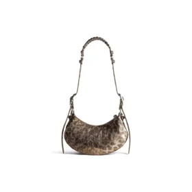 Le Cagole XS Umhängetasche, metallisiert mit Leopardenmuster «Brown» 6713092AAV72529