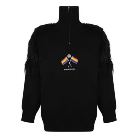 LGBTQ-Flaggen-Pullover mit Reissverschluss und Rollkragen «Schwarz» 543766T17621069