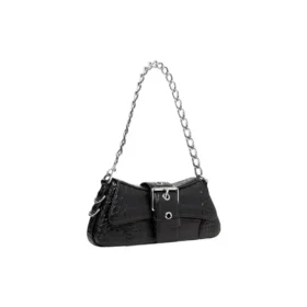 Lindsay Kleine Schultertasche mit Krokodilprägung «Schwarz» 701141210C91000