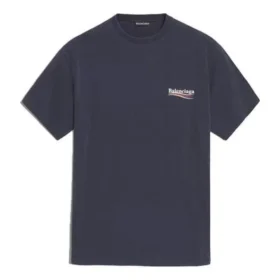 Logo-Muster Kurzarm Unisex Marineblau 556150TAV444128