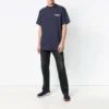 Logo-Muster Kurzarm Unisex Marineblau 556150TAV444128