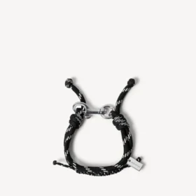 Malibu-Kordelarmband in Schwarz/Weiss/glänzendem Silber