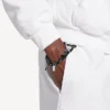 Malibu-Kordelarmband in Schwarz/Weiss/glänzendem Silber