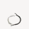 Malibu-Perlenarmband/Halsband in Schwarz/Weiss/Glänzendem Silber