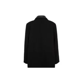 Mantel aus Wollmischung mit doppeltem Kragen «Schwarz» 626314TIU071000