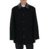 Mantel aus Wollmischung mit doppeltem Kragen «Schwarz» 626314TIU071000