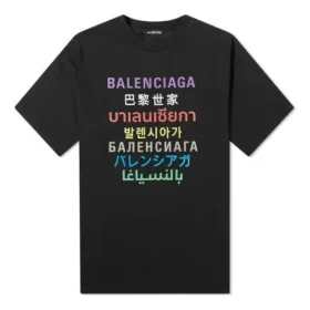 Mehrsprachig bedrucktes Kurzarm-Pullover für Herren, schwarz 612966TJVI32771