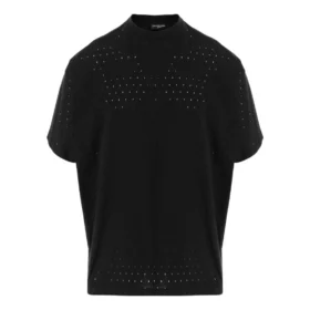 Mesh-T-Shirt mit Rundhalsausschnitt, Oversize «Schwarz» 694576TMVD41000