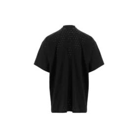 Mesh-T-Shirt mit Rundhalsausschnitt, Oversize «Schwarz» 694576TMVD41000