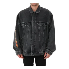 Metallica Oversized-Denim-Jacke «Washed Black Orange» 694504TBP471055
