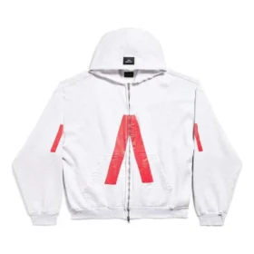 Music Archive Series Connected Zip-Up-Hoodie in mittlerer Passform «Light Grey Red» 744457TQVA61561