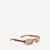 Neo-Sonnenbrille in runder Form mit blonden Streifen in Havanna Neo-Sonnenbrille in runder Form mit blonden Streifen in Havanna