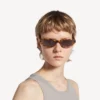 Neo-Sonnenbrille in runder Form mit gesprenkeltem Havanna-Muster Neo-Sonnenbrille in runder Form mit gesprenkeltem Havanna-Muster