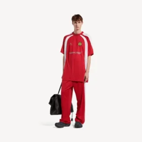 Oversize-Fussball-T-Shirt für Herren in Rot