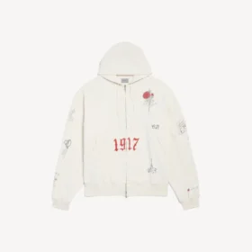 Oversize-Hoodie mit Reissverschluss für Herren in Creme