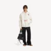 Oversize-Hoodie mit Reissverschluss für Herren in Creme