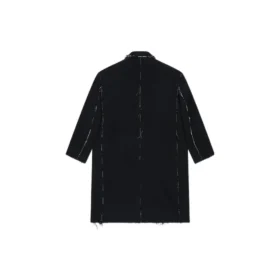 Oversize-Mantel mit Buffalo-Karomuster und unversäuberten Kanten «Black White» 704487TMU181070