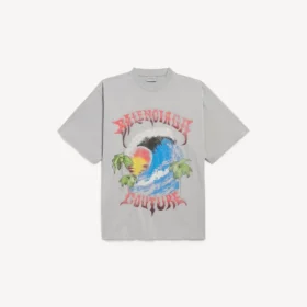 Oversize-T-Shirt im Vintage-Surfer-Stil für Herren in Balenciaga-Grau