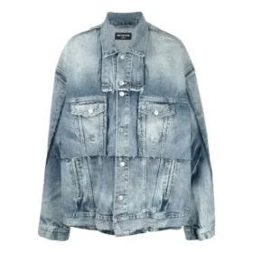 Oversized Cut-Up-Denim-Jacke mit Ringen «Blau» 697779TMW264437
