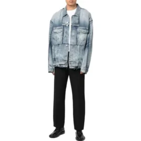Oversized Cut-Up-Denim-Jacke mit Ringen «Blau» 697779TMW264437
