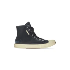 Paris High-Top-Sneaker «Black Destroyed Denim and White Rubber» 688756W3RC11090