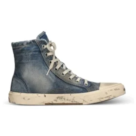 Paris High-Top-Sneaker «Blue Destroyed Denim and Rubber» 688752W3RCL4090