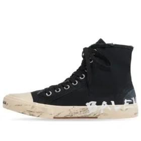 Paris High-Top-Sneaker «Schwarze, zerrissene Baumwolle und weisser Gummi mit Graffiti» 688752W3RR41099