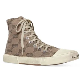 Paris High-Top-Sneaker «Tan BB Monogram Cotton and White Rubber» 688756W3RQ12298