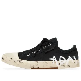 Paris Low-Top-Graffiti-Sneaker «Black and White Destroyed Cotton» 688757W3RR51099