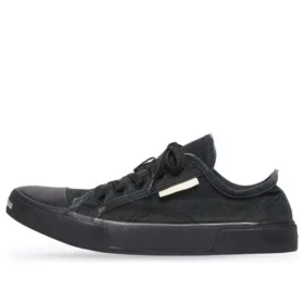 Paris Low-Top-Sneaker «Black Destroyed Cotton and Black Rubber» 688754W3RP21010