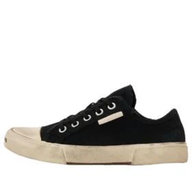 Paris Low-Top-Sneaker «Black Destroyed Cotton and White Rubber» 688757W3RC21090