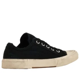 Paris Low-Top-Sneaker «Black Destroyed Cotton and White Rubber» 688757W3RC21090