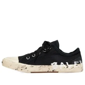 Paris Low-Top-Sneaker «Black Destroyed Cotton and White Rubber with Graffiti» 688754W3RR51099